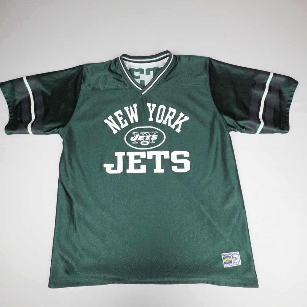 Vintage Mighty Mac NY Jets Reversible Jersey Mens L Green White Sports NFL 90s